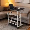 3 Tier Adjustable Height Computer Desk, Sturdy and Spacious Stylish Design, Suitable for Home Office, Multifunctional Stand, 60 x 40 x 90 cm (Black and White)