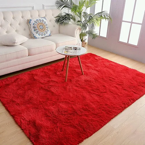 Medium Fluffy Shaggy Center Carpet 1.5m x 2m – Red