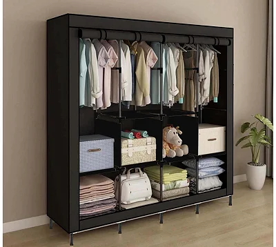 4 Column Deluxe Portable Fabric Wardrobe Closet Organizer – Multicolor