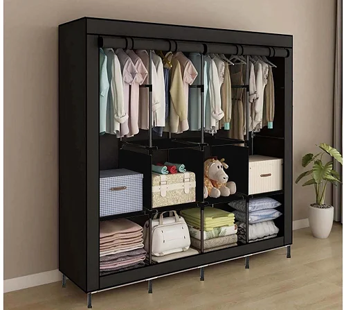 4 Column Deluxe Portable Fabric Wardrobe Closet Organizer – Multicolor