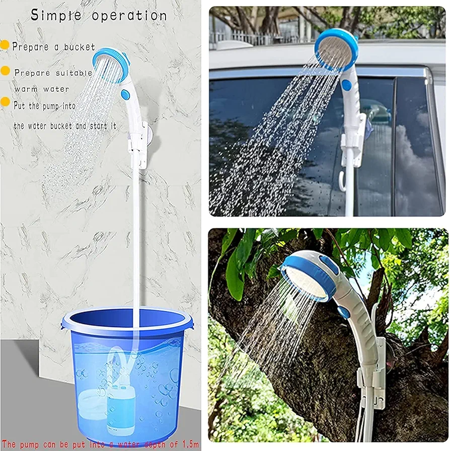 Portable Rechargeable Electric Camping Shower - Blue