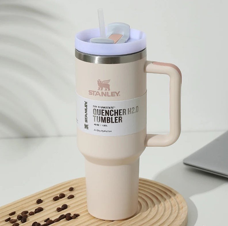 Insulated Vacuum Stainless Steel Stunley Cup / Mug 1200mls -Cream