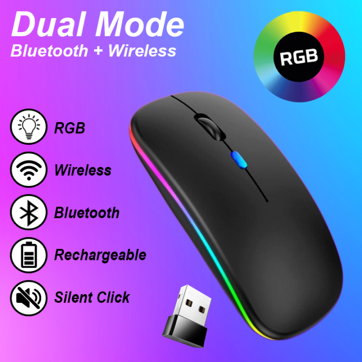 2.4G Wireless Rechargeable Mouse with Colourful Light - Multicolor