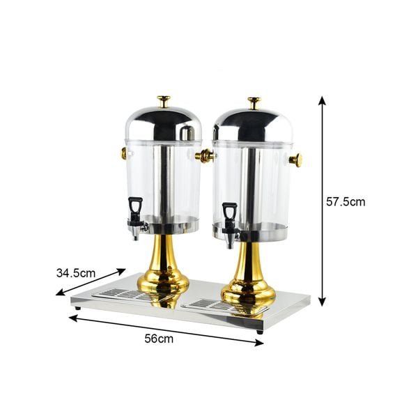 8 Litre Double Beverage Dispenser - Non-Electric Stainless Steel Juice Server - Silver
