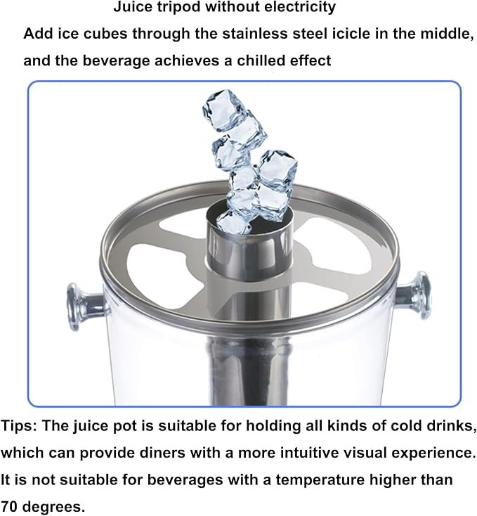 8L Non-Electric Stainless Steel Single Table Juice Dispenser