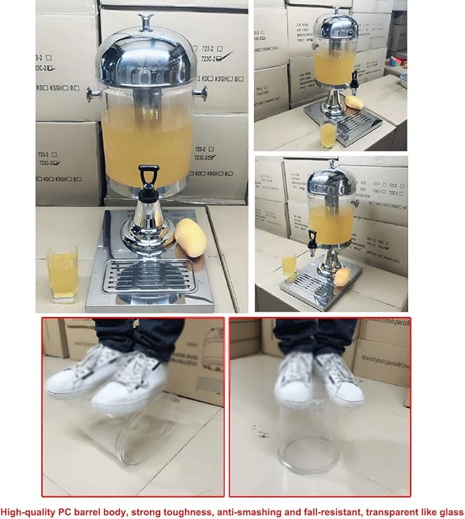 8L Non-Electric Stainless Steel Single Table Juice Dispenser