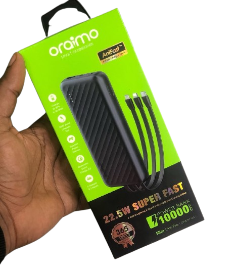 Oraimo Power Bank 10000mAh With  Charging Cables