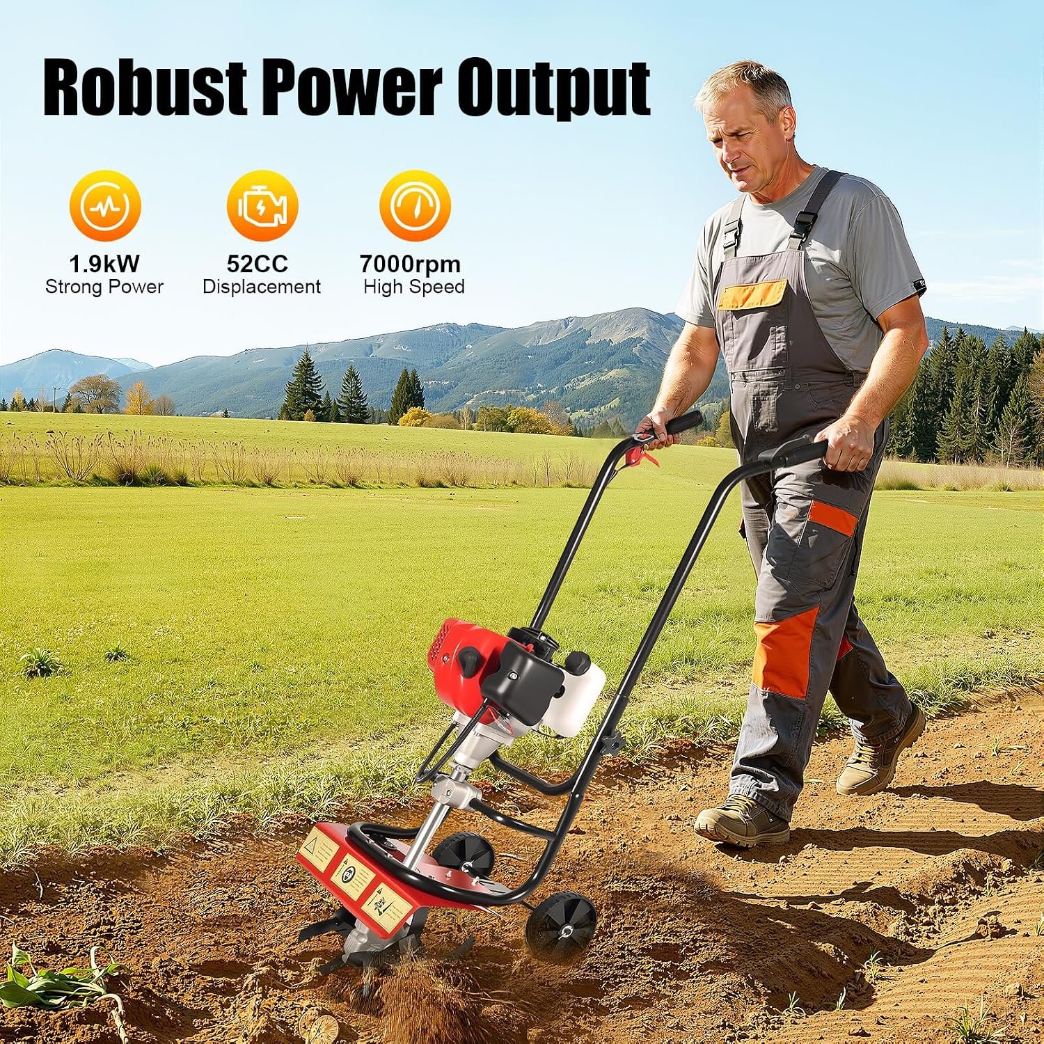 Petrol-Powered Mini Tiller Cultivator – Garden Soil Tiller & Weeding Machine