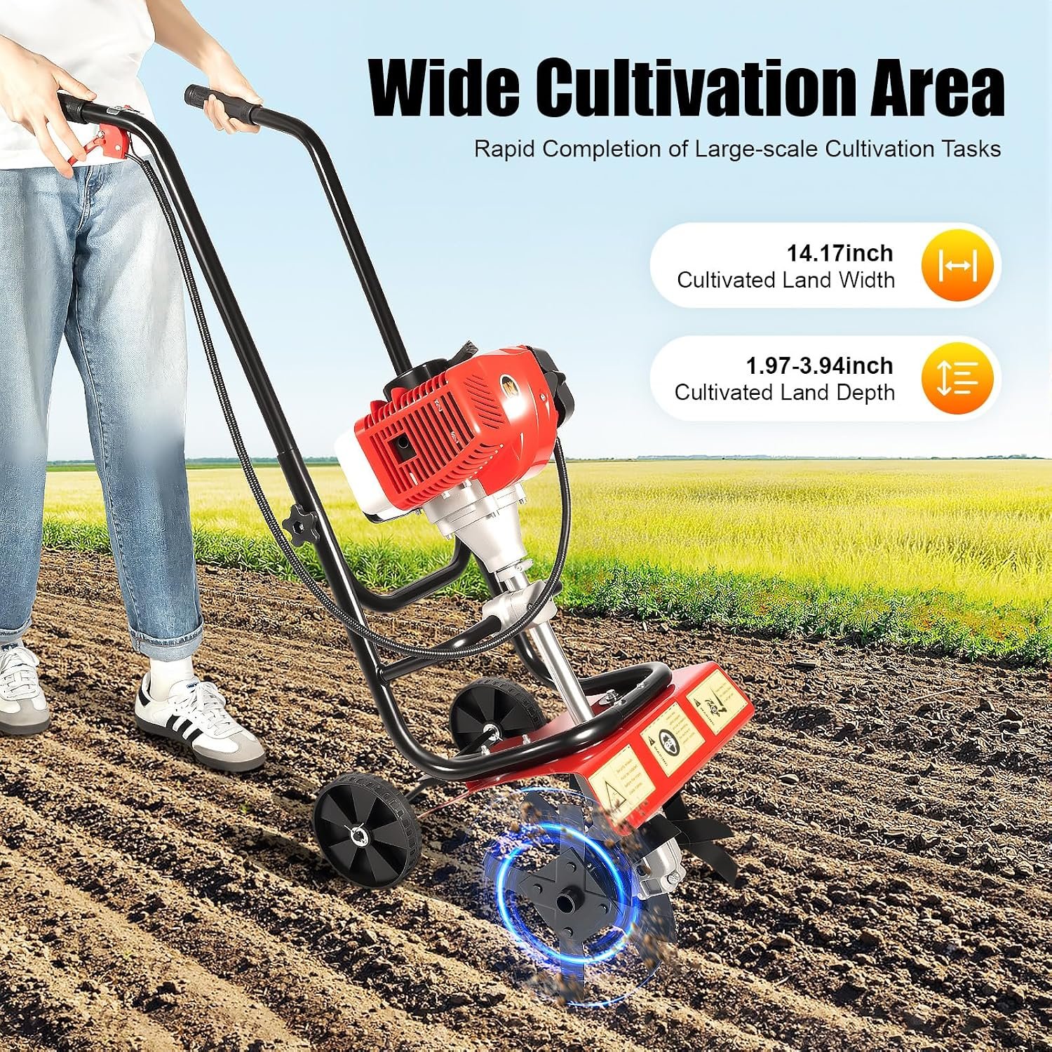 Petrol-Powered Mini Tiller Cultivator – Garden Soil Tiller & Weeding Machine