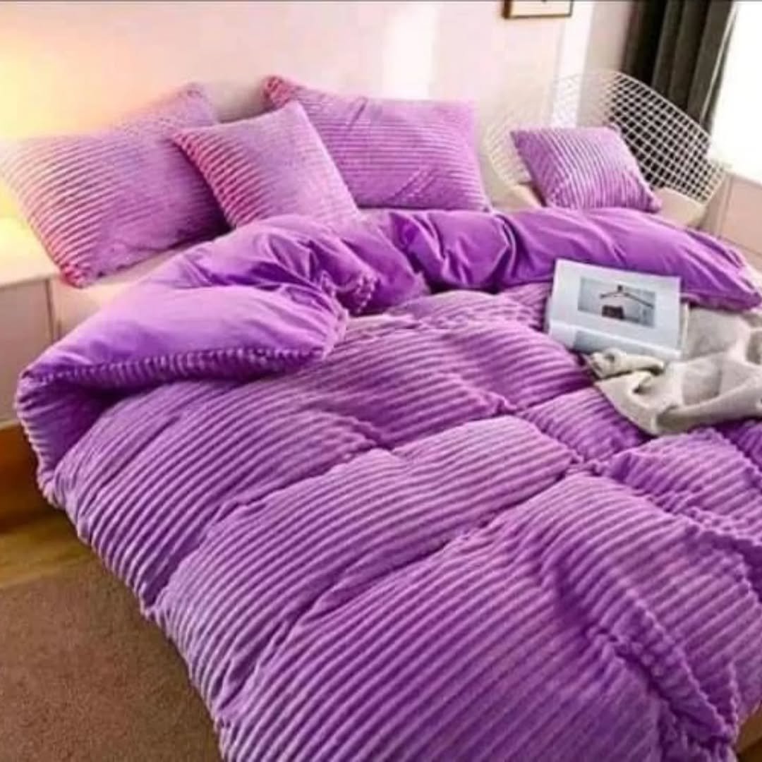 6*6  4pcs Duvet Set Coral Velvet Duvet With 1Bedsheet  2 Pillowcases - Purple