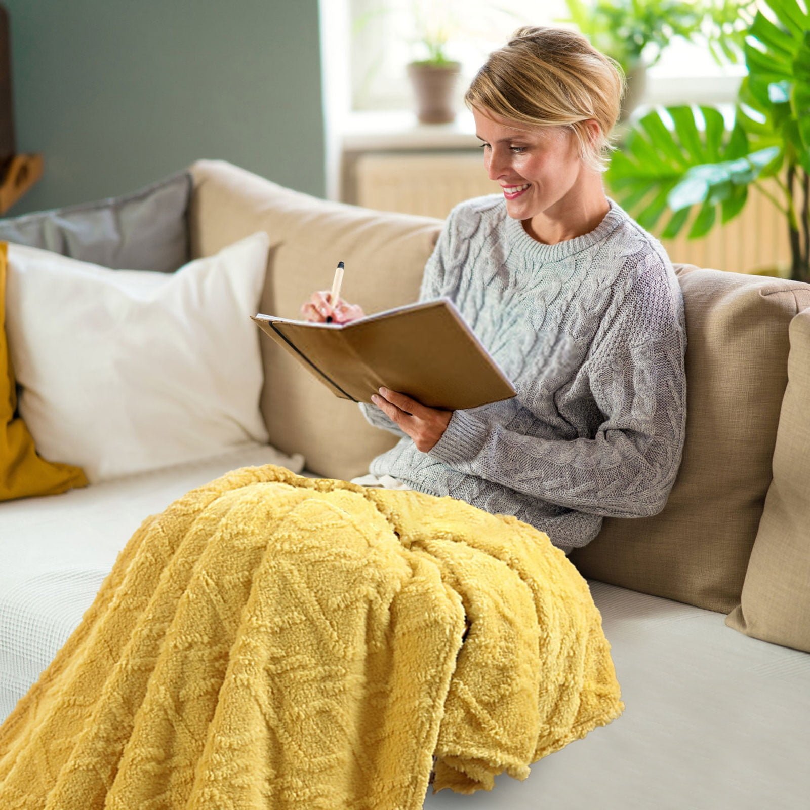 5x6 Ultra Soft Warm Throw Fleece Blanket - yellow