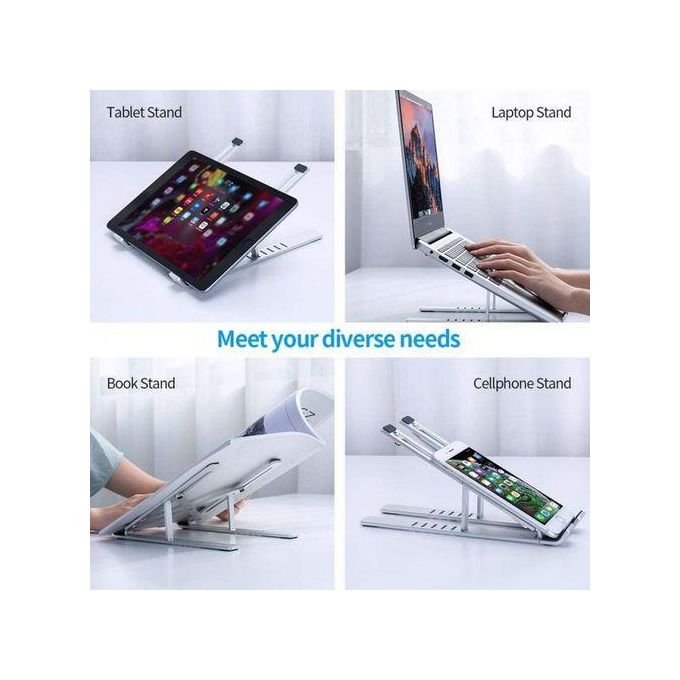 Adjustable Metallic  Aluminum Laptop Stand – Silver