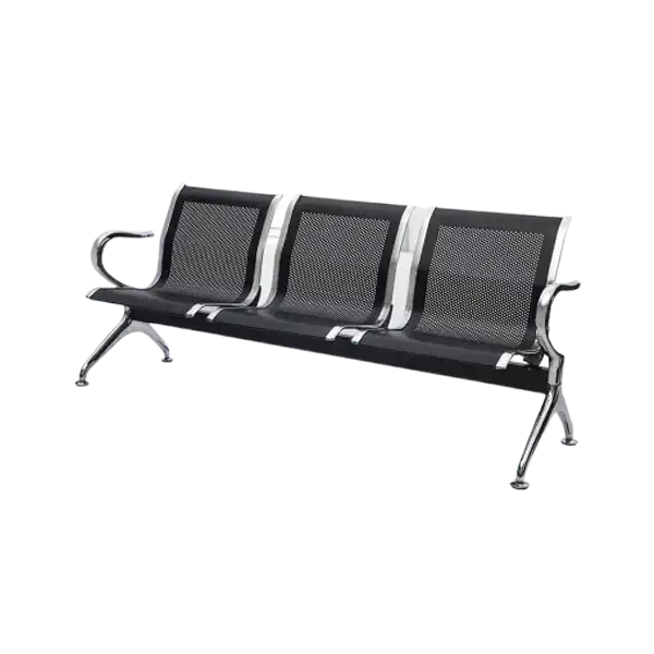 Black 3 Seaters Waiting Chairs, Reception Chairs