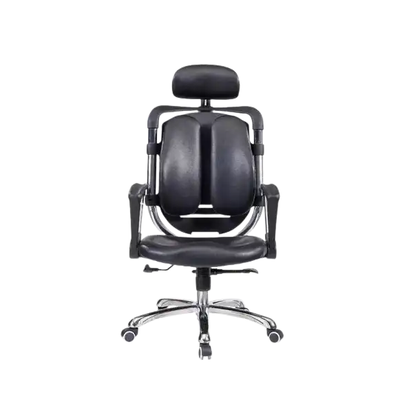 Black Kidney Leather Chair With Headrest