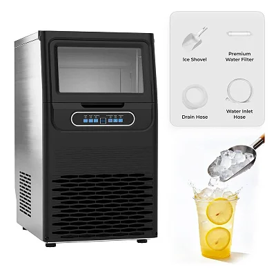 Heavy Duty Commercial Ice Cube Maker – 45kg Daily Production, 9kg Ice Bin Commercial Built-In Ice Maker Machine for Hotels, Cafes &amp; Restaurants