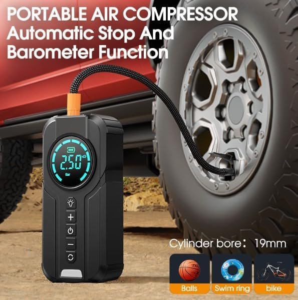 10000mAh Car Jump Starter & Portable Air Compressor with LED Flashlight and USB-C Fast Charging