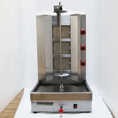Commercial 3-Burner Gas Shawarma Machine - Stainless Steel Vertical Doner Kebab Rotisserie Grill