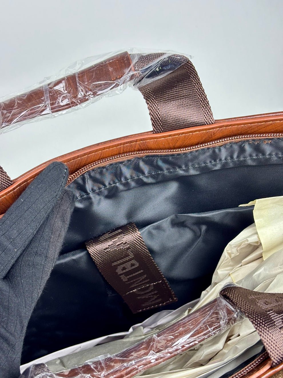 Leather Briefcase for Men Laptop Bag with Lock & Luggage Strap - Brown