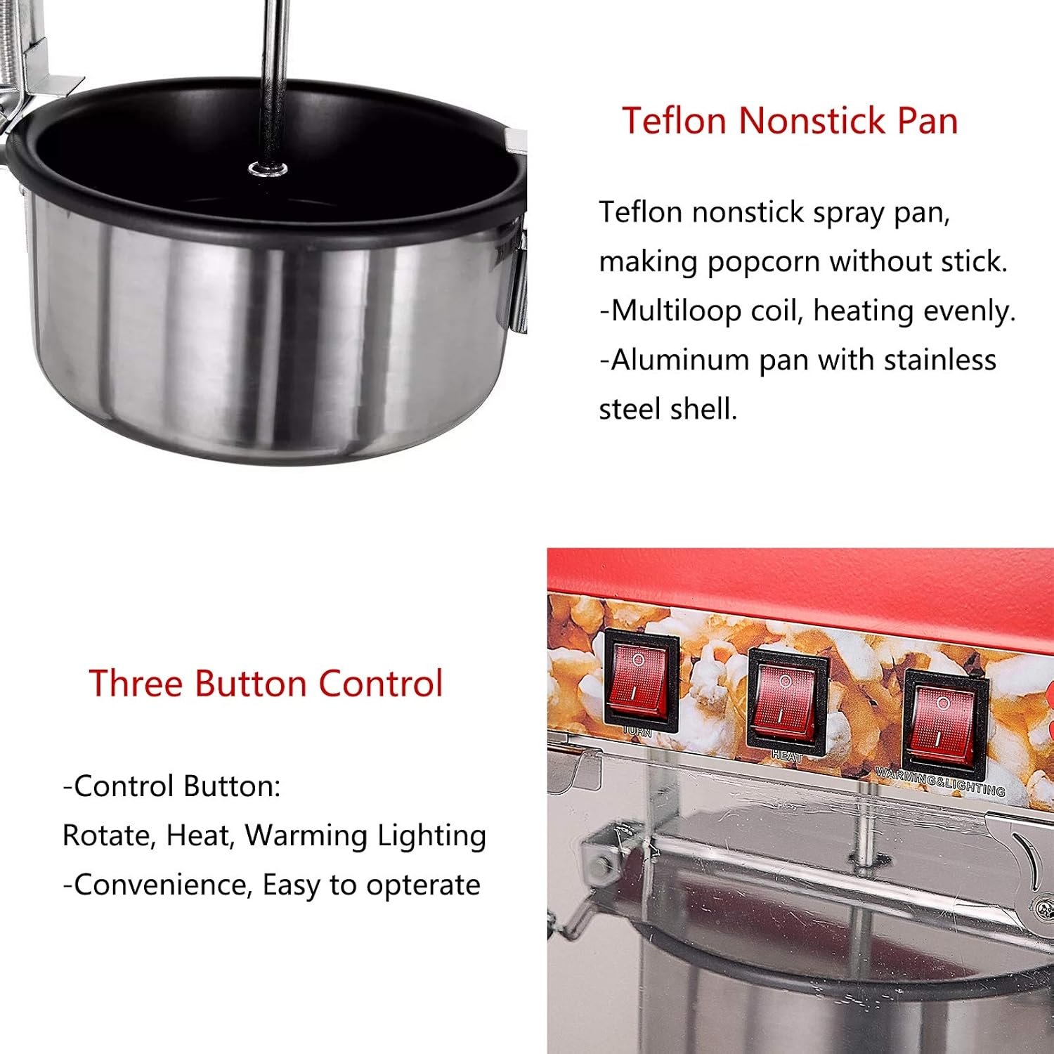 Global Star Commercial Popcorn Popper Machine with Top Cover, Shovel & Measuring Cup (Copy)