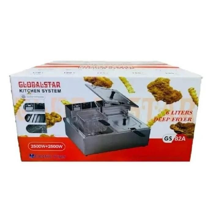 Globalstar 12L Commercial Double Deep Fryer - 6L + 6L Stainless Steel, 5000W