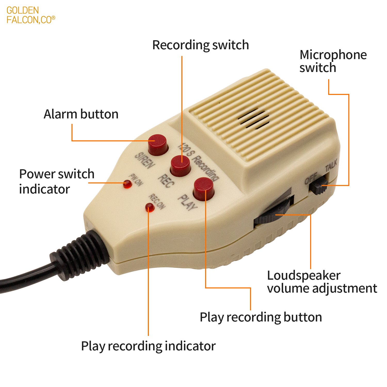 Rechargeable Handheld Megaphone with USB/SD MP3 Playback & Siren