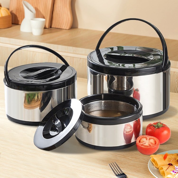 3Pcs Lunch boxes Hot-Pot Insulated Casserole Stainless Steel Casserole Dish. Color -Black (Copy)