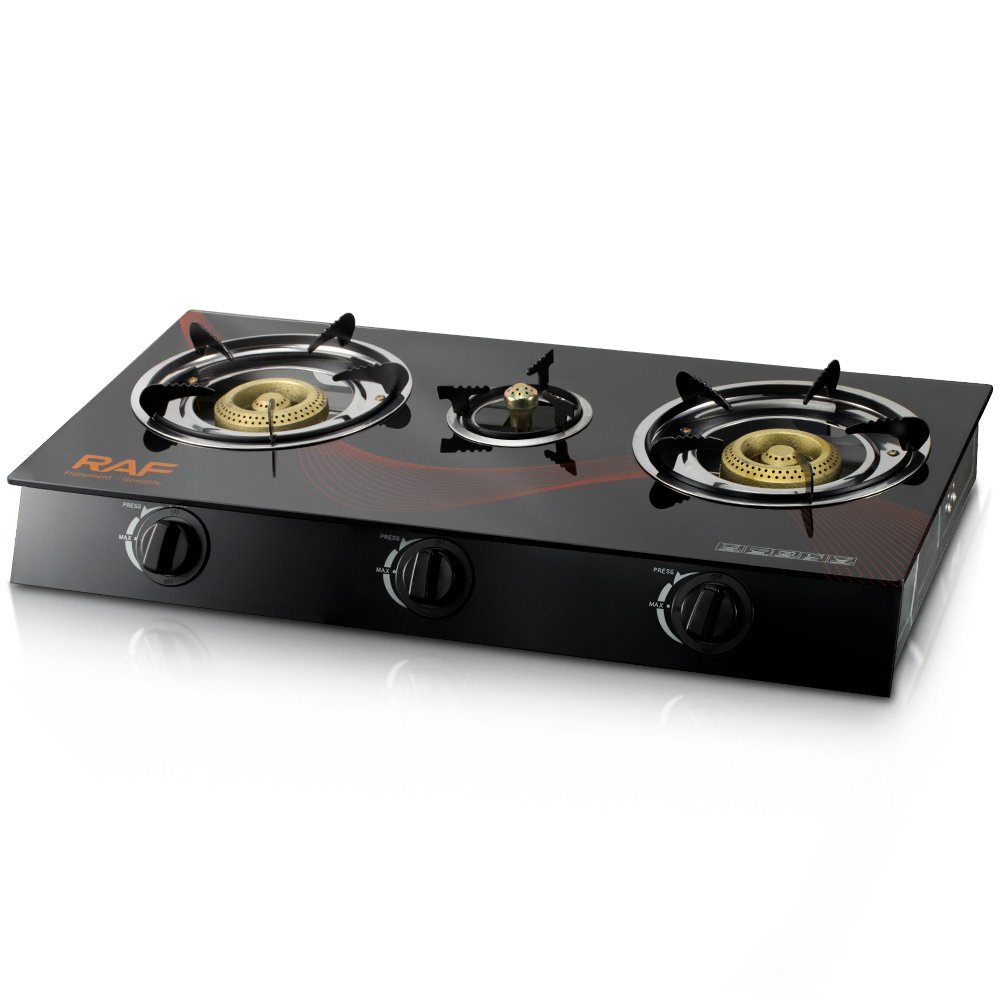 Triple Gas Stove Burner  With Auto Ignition With Glasstop