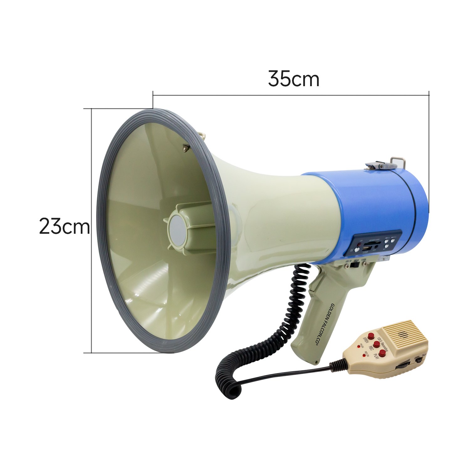 Rechargeable Handheld Megaphone with USB/SD MP3 Playback & Siren