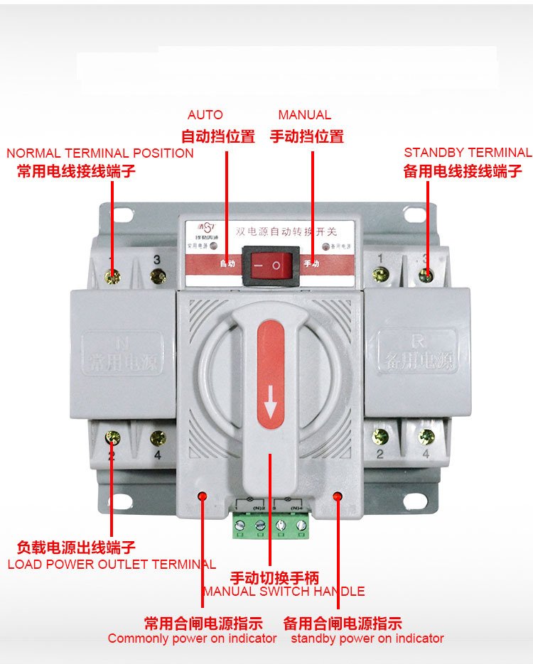 63A 2P Automatic Transfer Switch ATS – Dual Power Automatic Changeover Switch