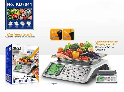 DSP 40kg Digital Kitchen Scale with Stainless Steel Tray and LCD Display -Silver