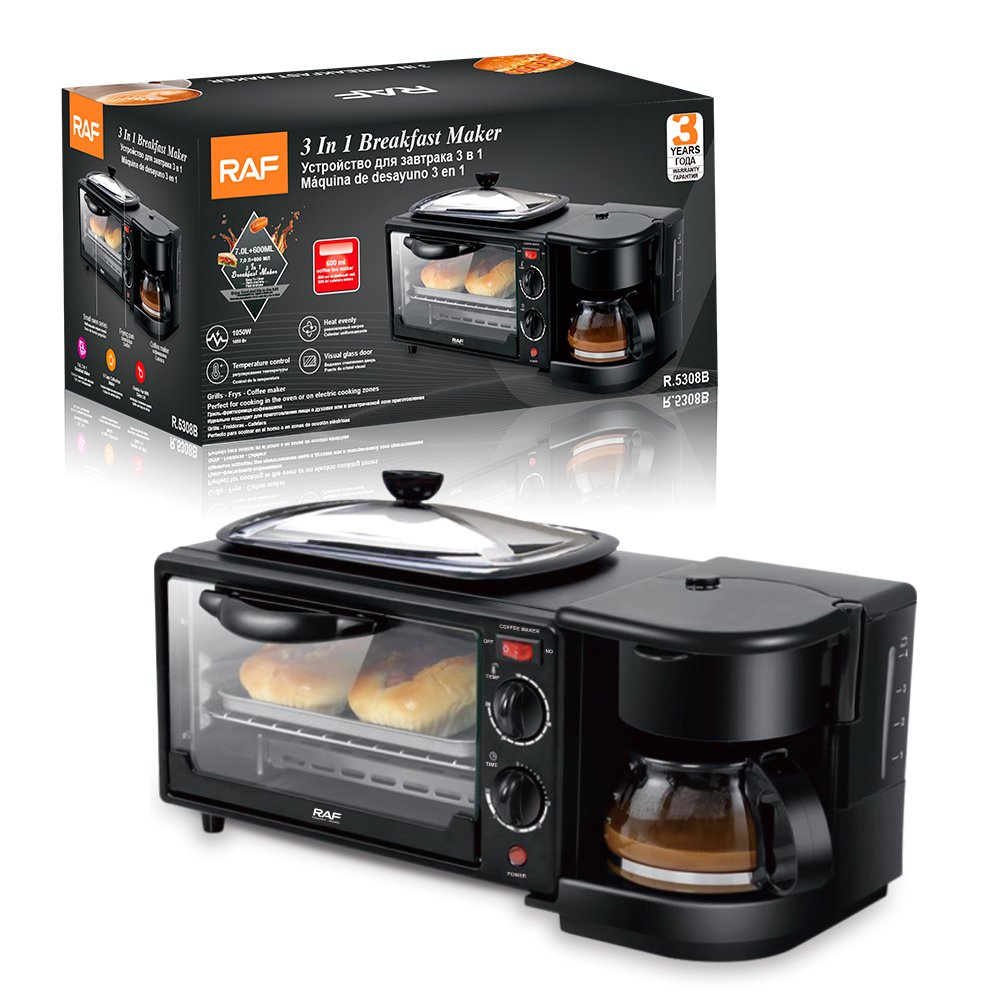 RAF 3in1 Multifunctional Breakfast Maker, Oven, Grill Pan,Coffee Maker