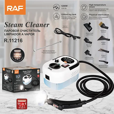 RAF 11-in-1 High-Pressure Steam Cleaner – 1500W, 1200ml Water Tank &amp; Multi-Surface Cleaning