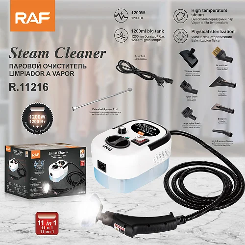 RAF 11-in-1 High-Pressure Steam Cleaner – 1500W, 1200ml Water Tank &amp; Multi-Surface Cleaning