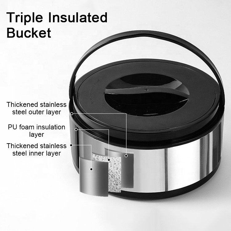 3Pcs Cookware Set Hot-Pot Insulated Casserole Stainless Steel Casserole Dish. Color -Black