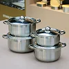 8 Pcs Stainless Steel Saucepans Cookware Pots Set – Silver