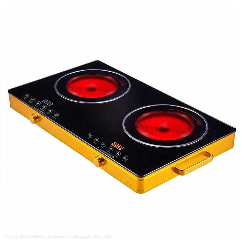2 Burner Infrared Ceramic Infrared Cooker Hot Plate Stove -Black