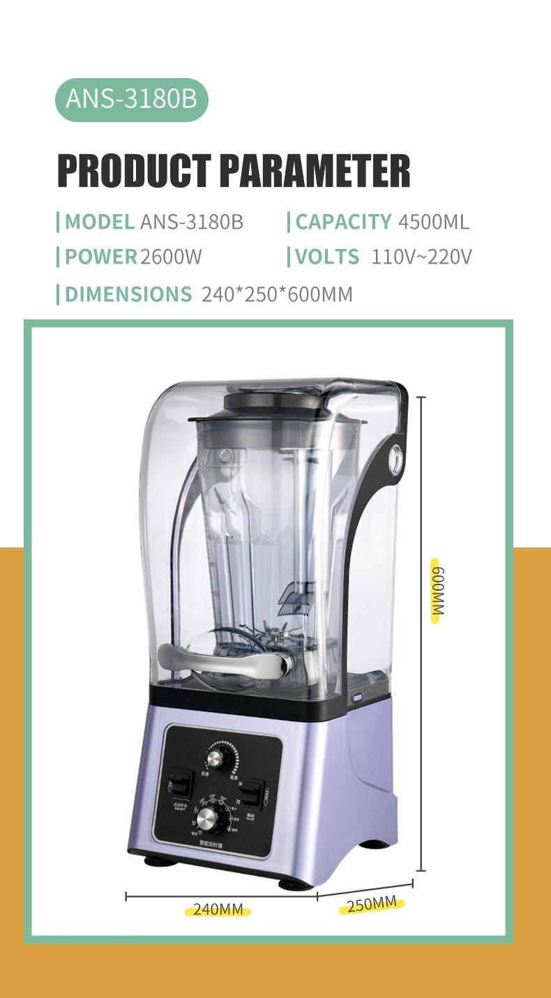 4l Multi-Function Blender, Ice Breaker with 8mm Thick  Soundproof Lid, Silent BlenderWall Breaker with Lid
