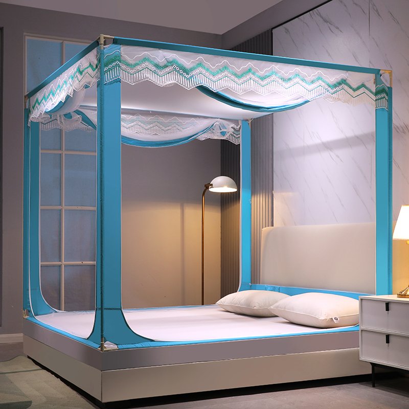 6x6 Tent Square  Mosquito Net - Blue/ White