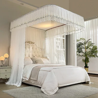 6x6 Luxury Wall-Mounted Canopy Mosquito Net – White