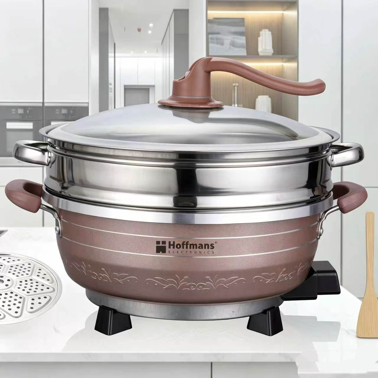 Hoffmans HM-3031 8-liter Multifunctional Electric Hot Pot With Steamer - Multicolor