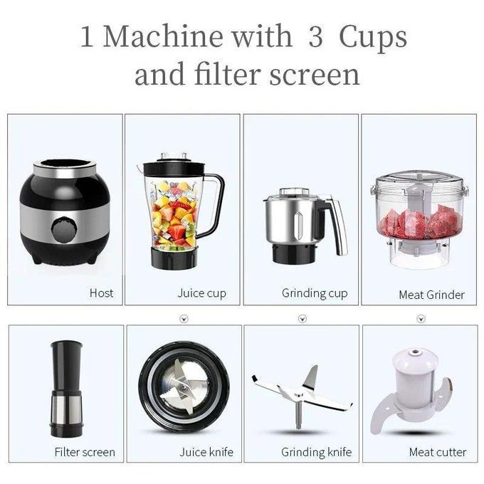 Hoffmans Electric 4-in-1 Food Processor & Blender – Fruit Juicer Mixer