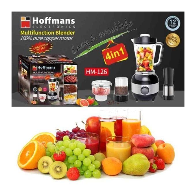 Hoffmans Electric 4-in-1 Food Processor & Blender – Fruit Juicer Mixer