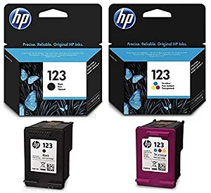 2Pcs of HP 123 Original Ink Cartridges – Tri-Color & Black