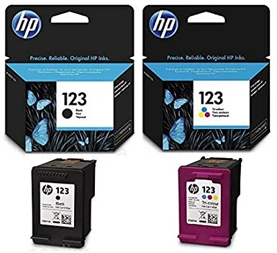 2Pcs of HP 123 Original Ink Cartridges – Tri-Color &amp; Black
