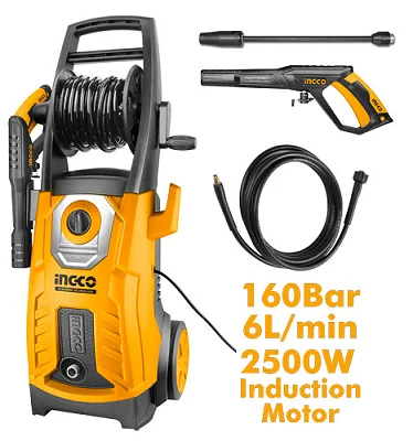 INGCO 2500W High Pressure Cleaner – 2300 PSI Electric Washer with Soap Bottle &amp; Auto Stop