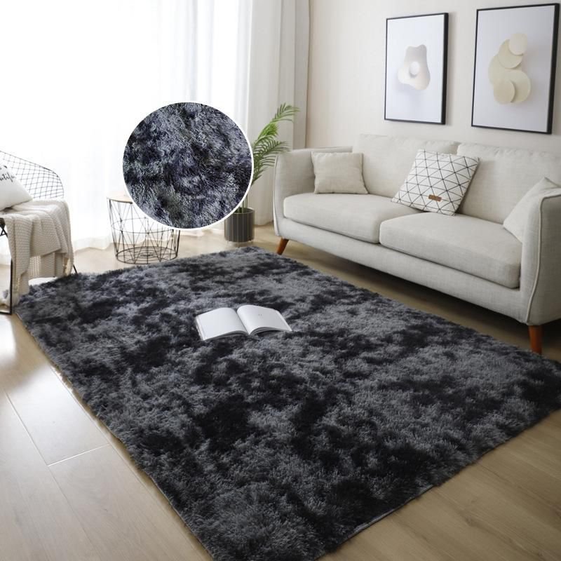 Medium Size Fluffy  Carpets 1.5 x2m - Black And Gray Patched
