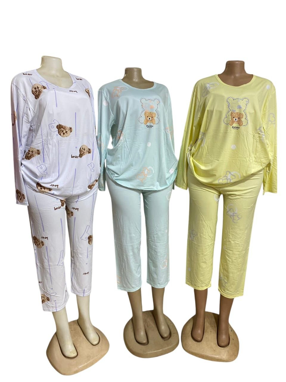 Women's 2 Pieces  Silk Long Sleeve & Pants Pajamae Nightwear
