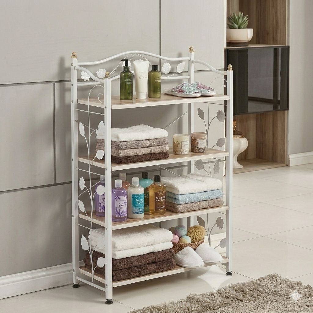 4-tier Metal Stands Storage Shoe Rack - white