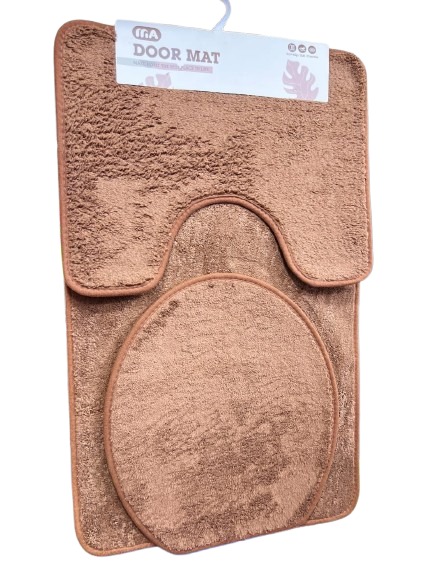 Bathroom Rug Set 3 Piece Anti-Slip Soft Bath Mats Rectangular Floor Mat Shower Rug, U-Shaped Area Rug, Toilet Lid Cover -Multi color