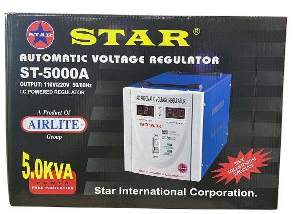 Star ST-5000A Electric Automatic Voltage Regulator - Black